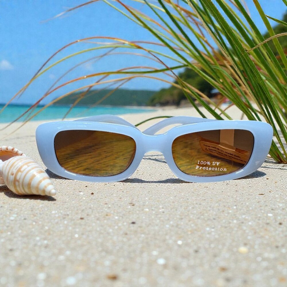 Light Blue Rectangle Sunglasses